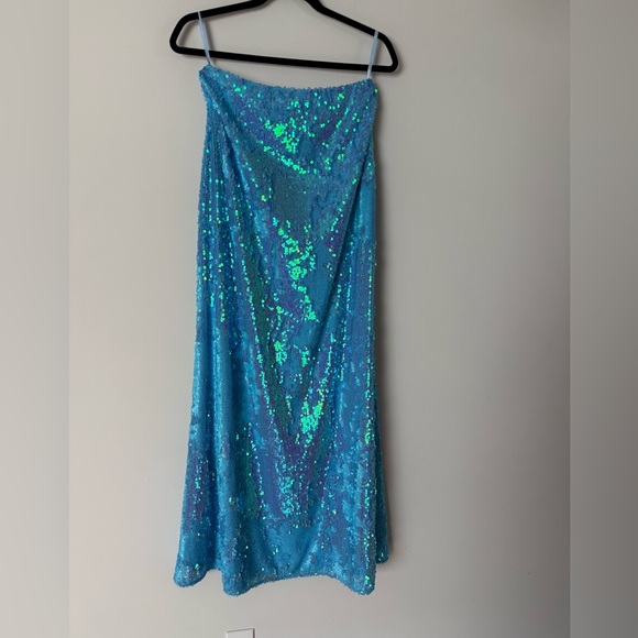 NWOT L'AGENCE Fully Sequined Maxi Skirt In Cloud Blue - Picture 6 of 16